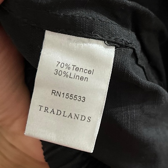 TRADLANDS Paloma Linen Black Pull On Casual Wide Leg Pants Trousers - Picture 7 of 9